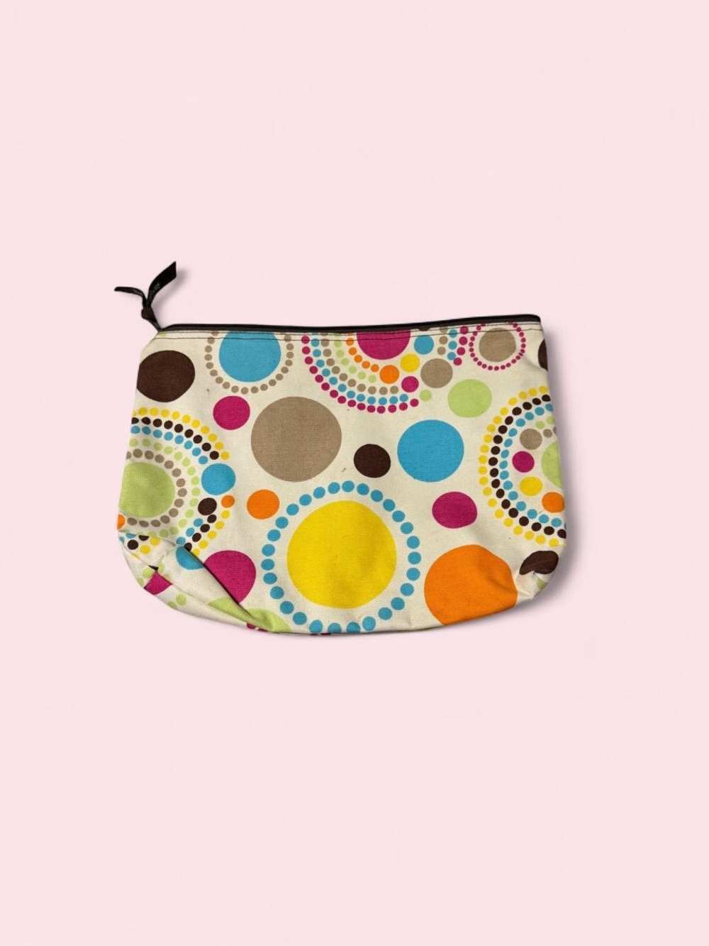 thirty-one Multicolor Dot Zip Pouch with Yellow, Blue, Orange, Pink & Brown